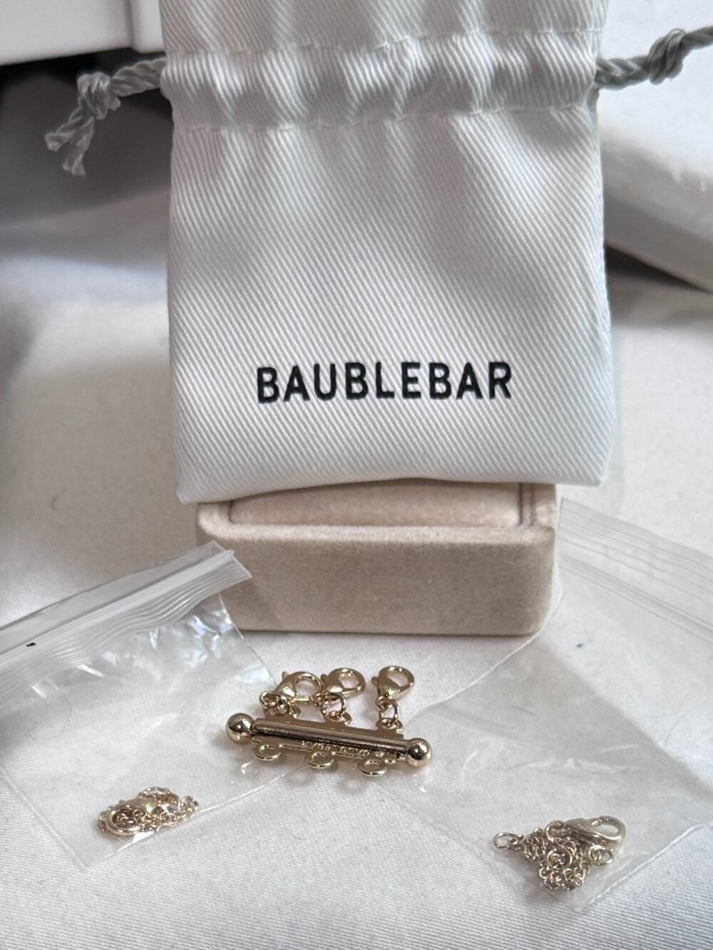 ✨ BaubleBar Magic Maker Necklace Layering Set 💎 Gold Extenders & Clasp NWT 🎁